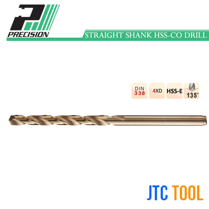ดอกสว่านไฮสปีดเจาะเหล็ก, อลูมิเนียม, สแตนเลสก้านตรง - Heavy Duty Jobber Length (NAS 907 Type J) No.2ACO [Brand: Precision]