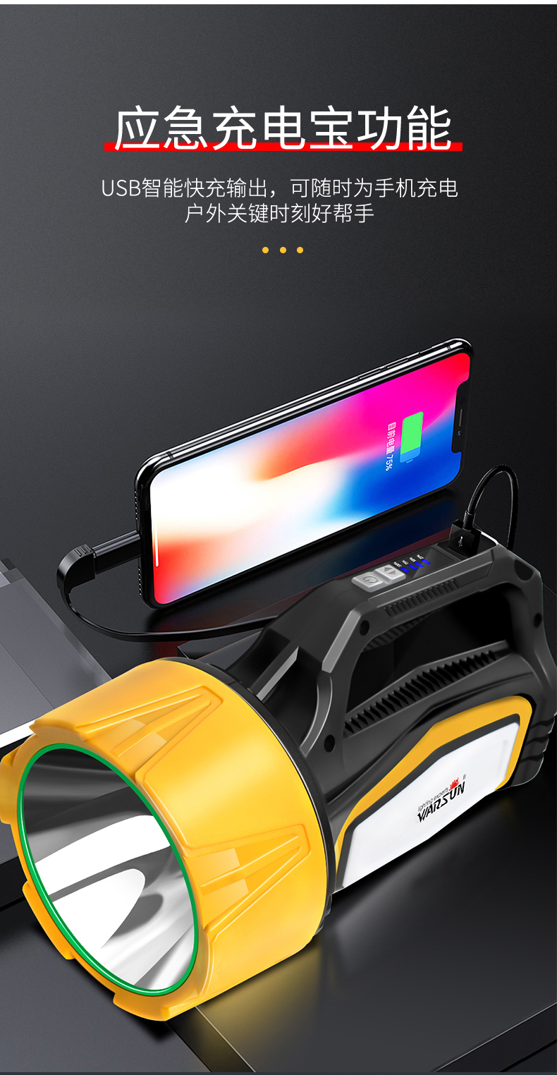 ไฟฉายสะพายแรงสูง ส่องไกล รุ่นมีชุดแบตเตอรี่ชาร์จได้ 2 ชุด H887