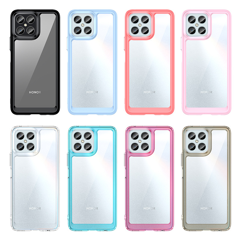 เคส Honor X8 แบบอะคริลิคใสขอบ TPU หลากสี