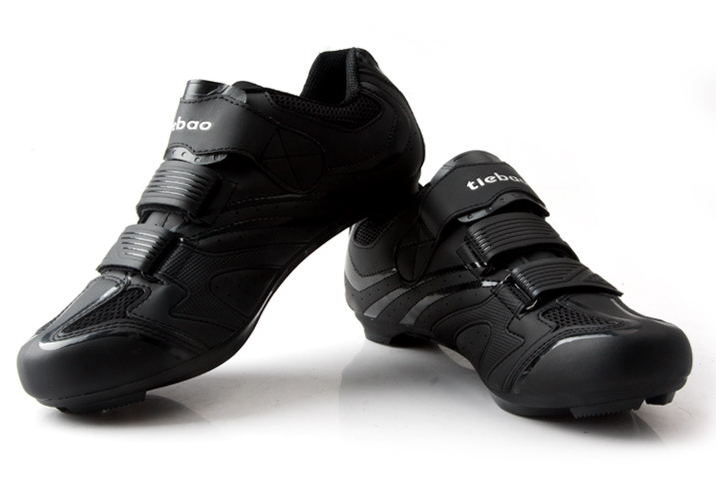 รองเท้าจักรยานหมอบ Tiebao ระบบตัว Lock สีดำ