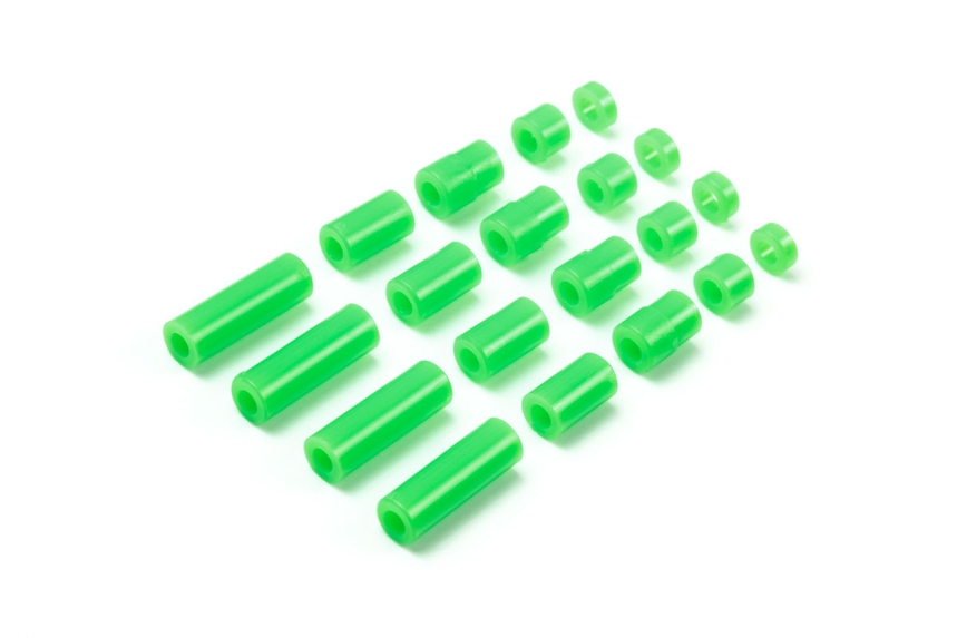 95443 TAMIYA Lightweight Plastic Spacer Set (12/6.7/6/3/1.5mm) (Fluorescent Green)