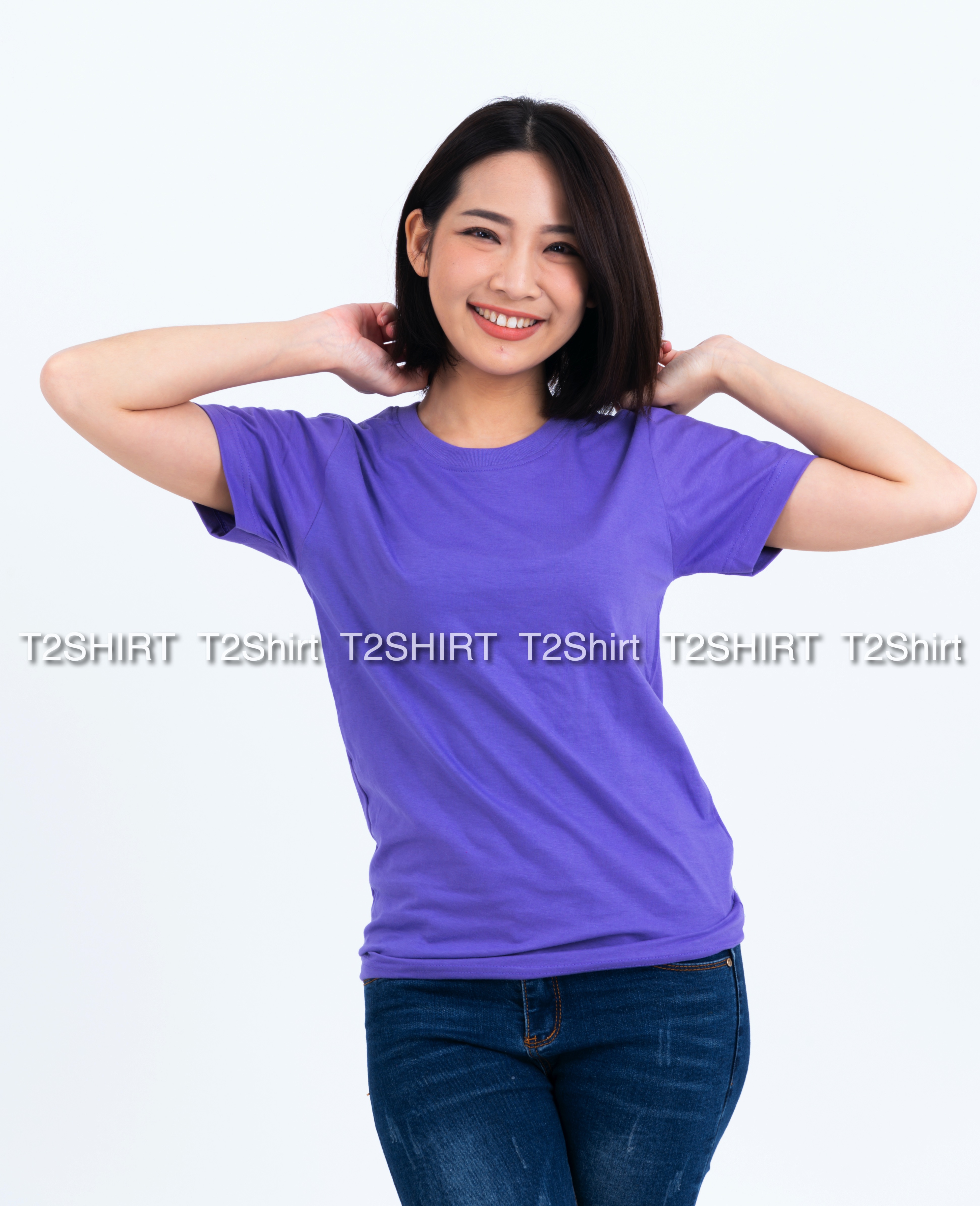 เสื้อยืด คอกลม แขนสั้น สีม่วงอ่อน Size S