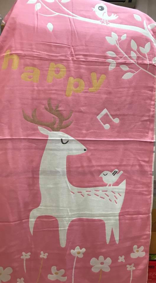 ผ้าเช็ดตัวผ้าฝ้ายสาลู ทอ 3 ชั้น ลายน่ารัก นุ่มมาก เด็กเล็กใช้ได้