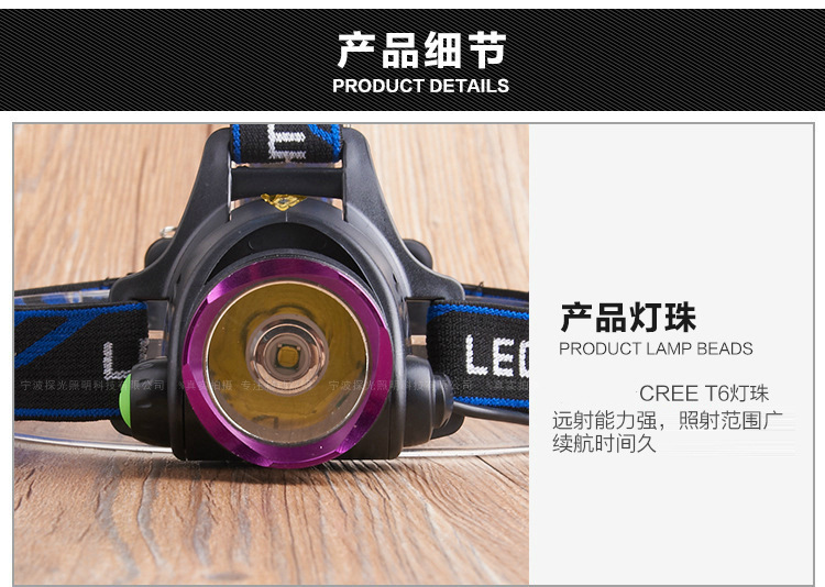 ไฟฉายคาดหัวแรงสูง แบบ 1 หลอด ปรับขยายได้ หลอด t6