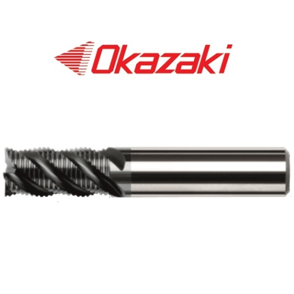 ดอกเอ็นมิลคาร์ไบด์4ฟันกัดหยาบเคลือบTiAlN - TiAlN Coated Solid Carbide Roughing Endmills 4 Flutes SRE4GA Series [Brand: Okazaki]