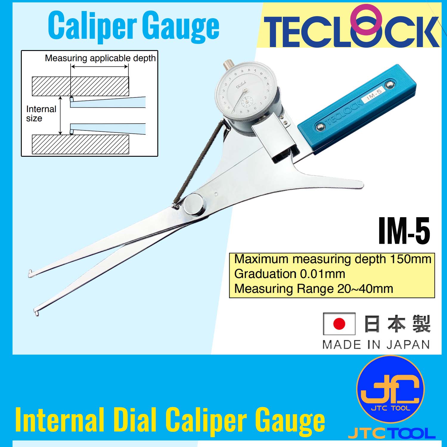 Teclock ไดอัลเกจวัดรูใน ขนาด 20-40มิล รุ่น IM-5 - Internal Dial Depth Gauges Range 20-40mm. No.IM-5