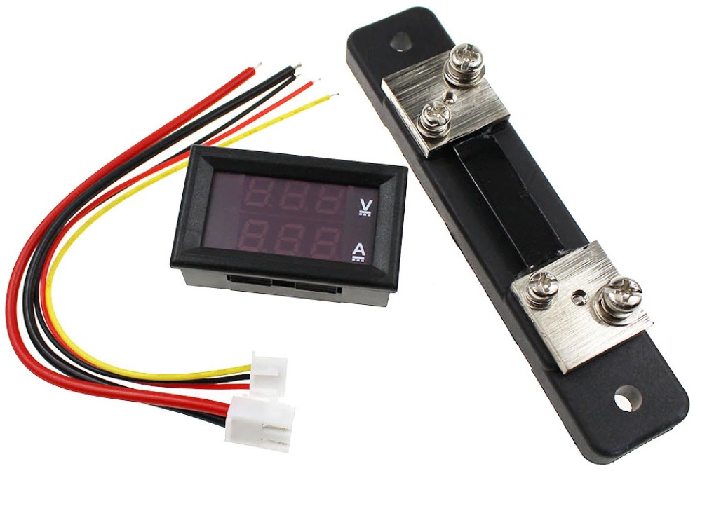DC0-100V / 50A LED DC Dual Display Digital Voltmeter Ammeter พร้อม Shunt ขนาด 50A