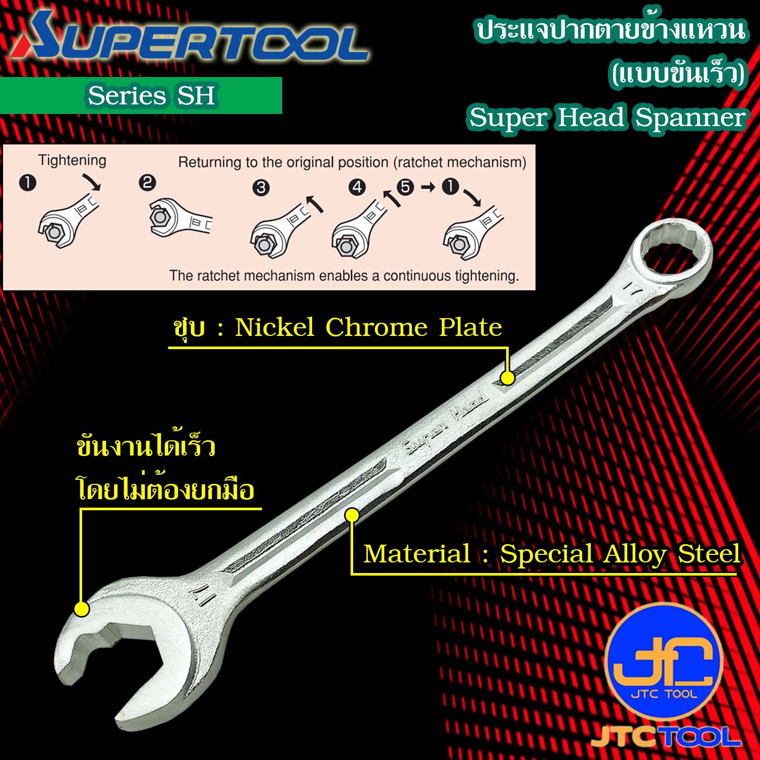 Supertool ประแจปากตายข้างแหวนแบบขันเร็ว รุ่น SH - Super Head Spanner Series SH