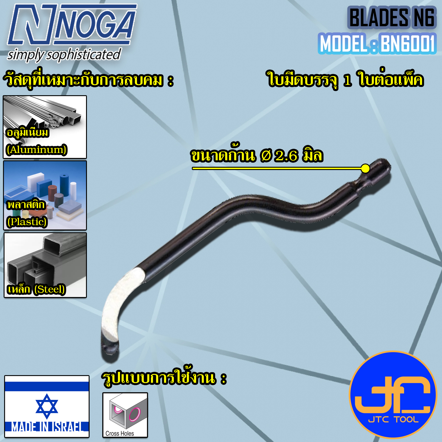 Noga อะไหล่มีดลบครีบลบคม 1 ใบมีดขนาด 2.6มิล รุ่น BN6001 - Spare Blades 1pc. Dia.2.6 mm. Model BN6001