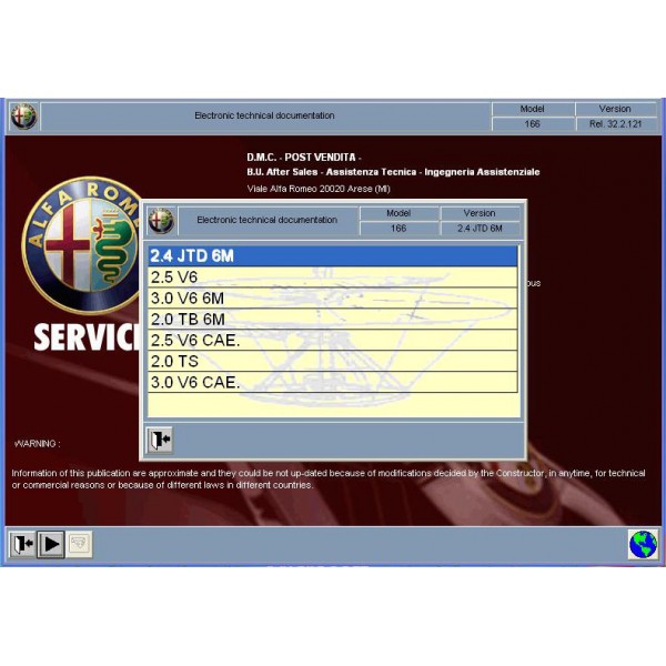 CD โปรแกรมคู่มือซ่อม และ WIRING DIAGRAM ALFA ROMEO 166 (EN)