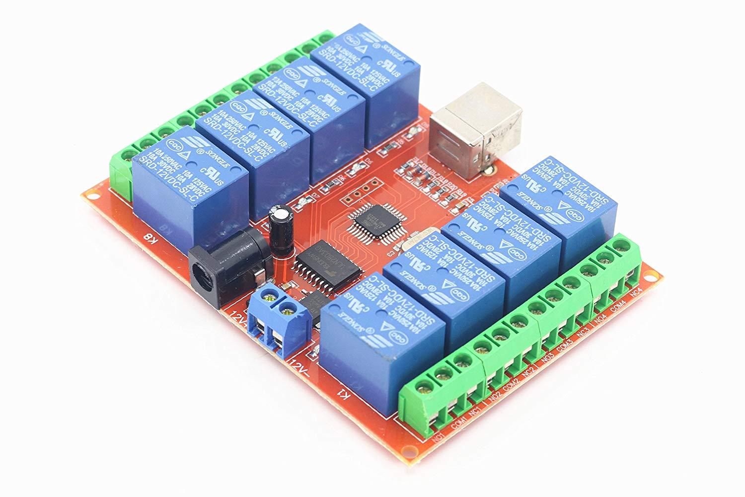 8 Channel USB Relay Module Programmable Computer Control บอร์ดรีเลย์สำหรับควบคุมโดยคอมพิวเตอร์