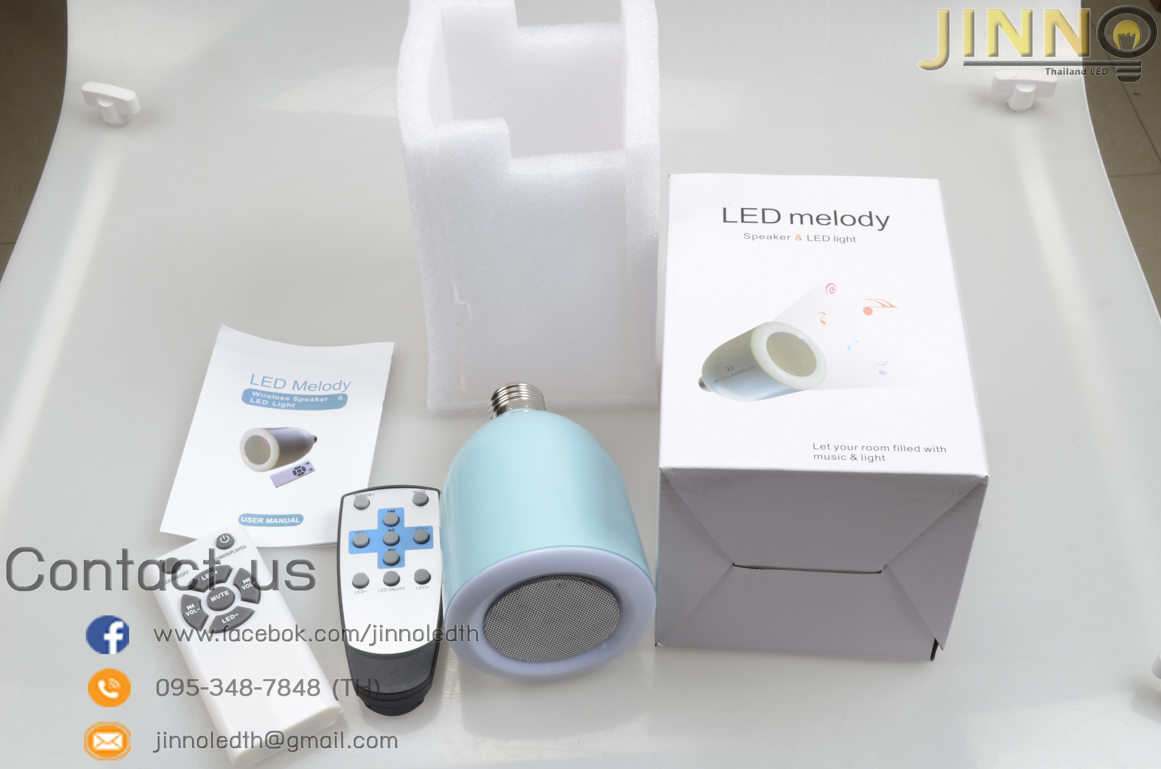 2 in 1 ไฟ LED ลำโพงบลูทูธ Led bluetooth speaker สีขาว/Blue body/White light