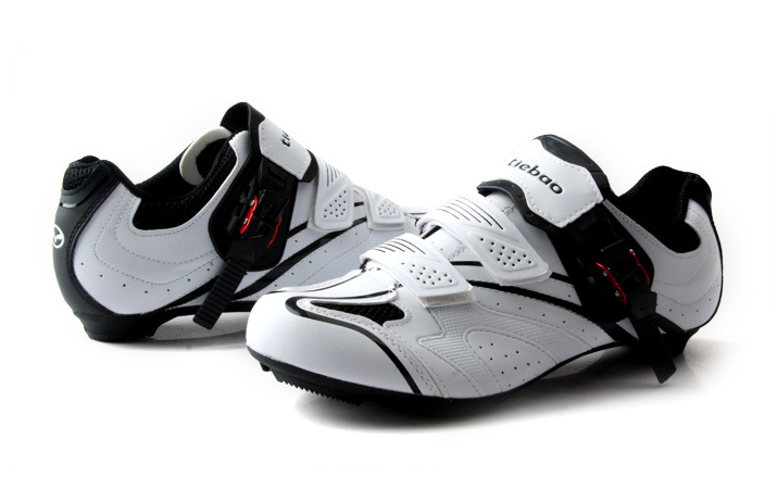 รองเท้าจักรยานหมอบ Tiebao ระบบตัว Lock สีขาว