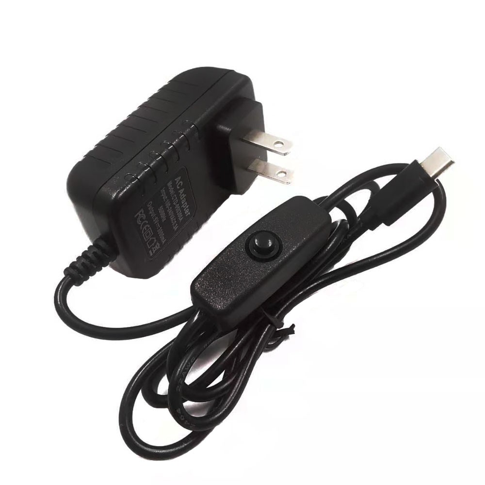 แหล่งจ่ายไฟ Switching Power Supply AC to DC Adapter แบบ USB-C แรงดัน 5V จ่ายกระแสได้ 3A สำหรับใช้งานร่วมกับ Raspberry Pi 4 Model B