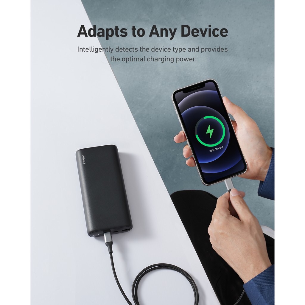 AUKEY PB-Y37 พาวเวอร์แบงค์ PowerPlus Sprint 20,000 mAh PD 65W PD USB-C With QC 3.0