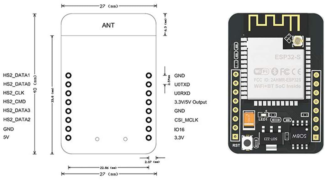 ชุดพร้อมใช้ ESP32-CAM Wireless IoT Vision Development Board และกล้อง OV2640 โมดูลอัพโหลดโปรแกรม USB