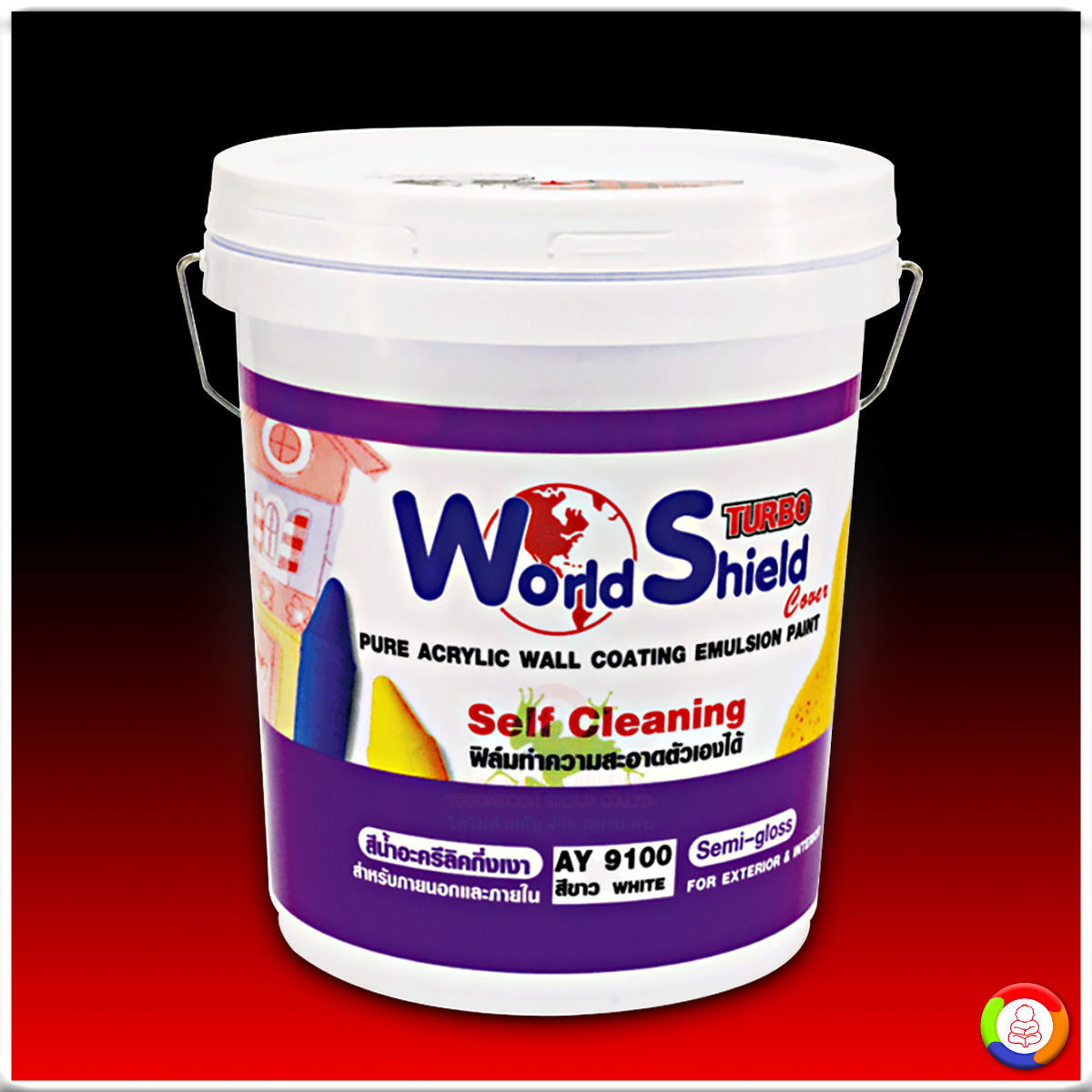 สีน้ำอะครีลิคกึ่งเงาเกรดพรีเมี่ยม เทอร์โบ เวิลด์ชิลด์ Turbo World Shield Acrylic Emulsion Paint