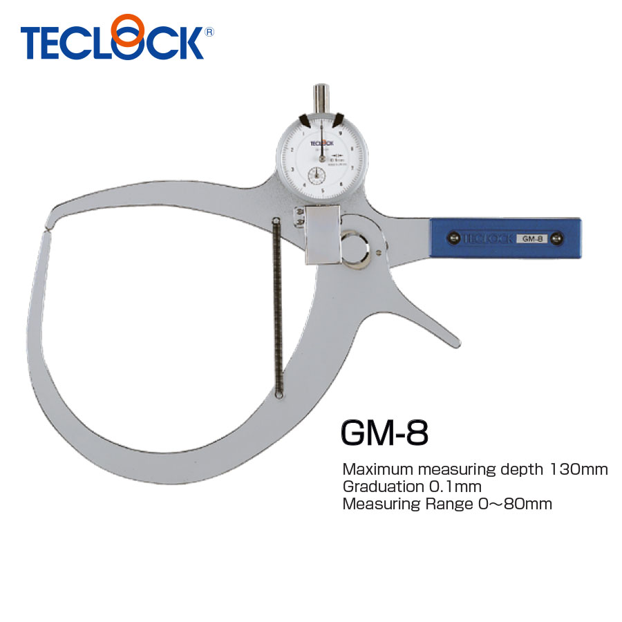 Teclock ไดอัลคาลิปเปอร์เกจวัดนอก ขนาด 0-80มิล รุ่น GM-8 - External Dial Caliper Gauges Range 0-80mm. No.GM-8