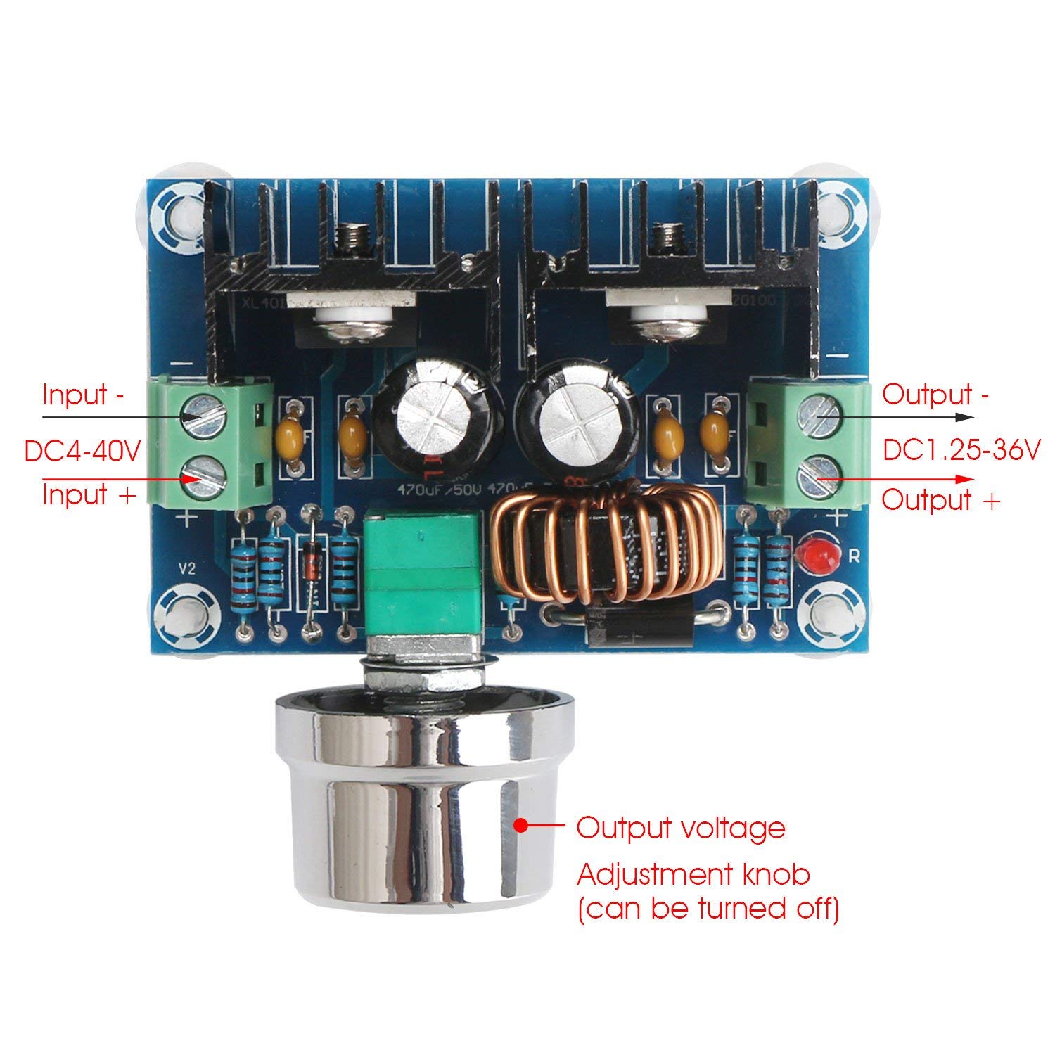 XL4016E1 DC-DC buck module high-power DC step down 8A โมดูลเรกูเลต แปลงไฟจาก 4-38V เป็น 1.25-36V กระแสสูงสุด 8A