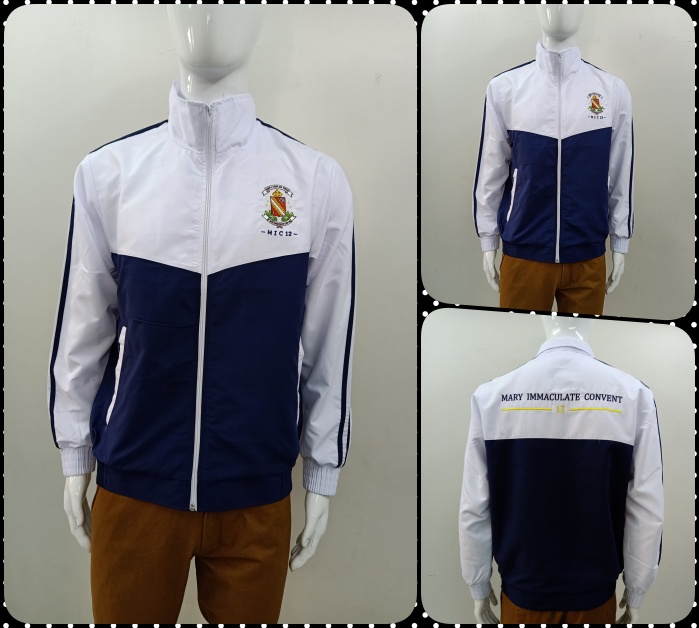 เสื้อแจ็คเก็ตผ้าร่ม ตัดต่อ มีแถบ ทรงสปอร์ต สั่งปักได้ งานสั่งผลิตโดยโรงงาน ไทย