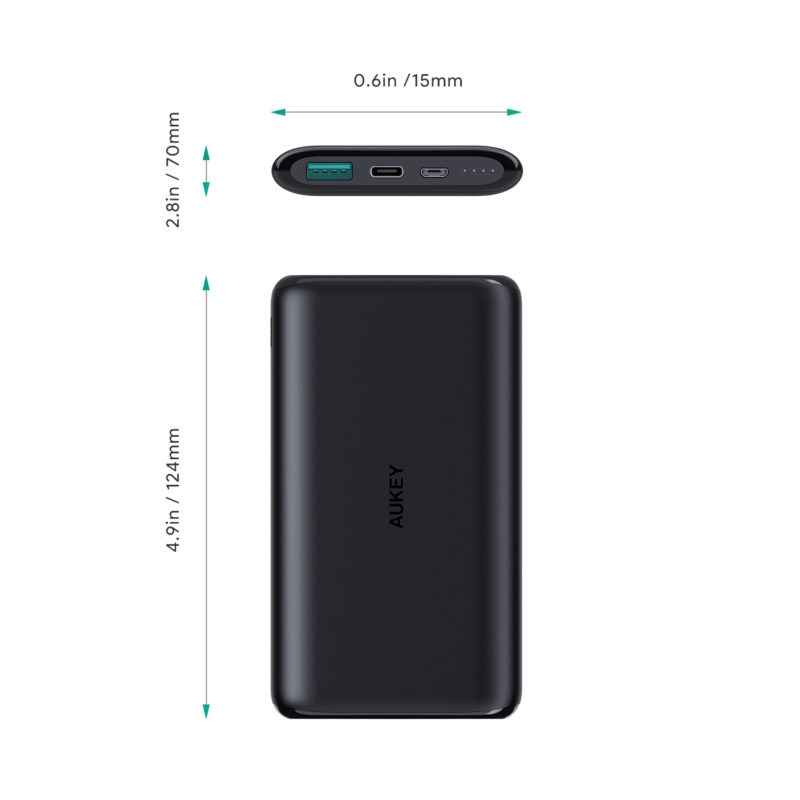 Aukey Powerbank USB-C Power Bank รุ่น PB-XN10 (10,000 mAh) สีดำ