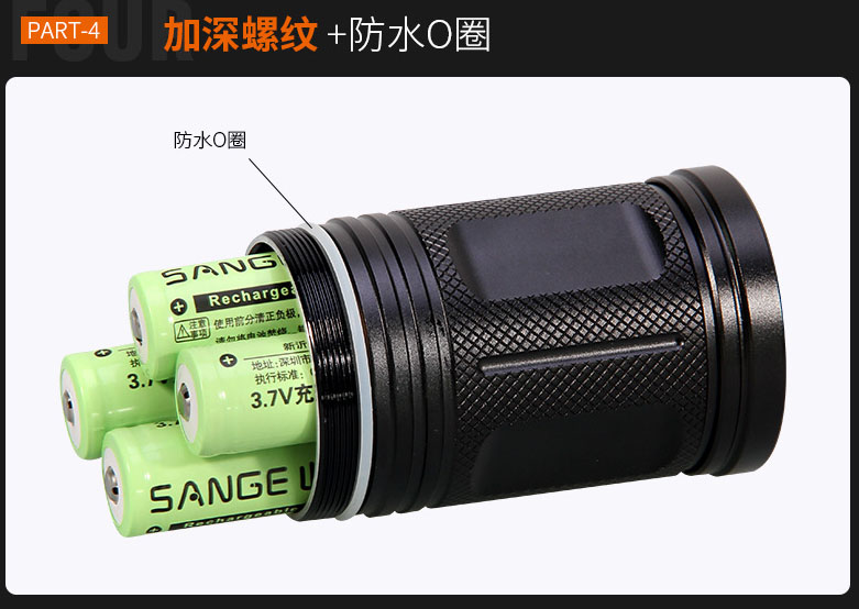 ไฟฉายมือถือแรงสูงชนิดหลอด แบบจับกระชับมือ T6 แบบ 7 หลอด Model : EX7 แบบครบชุด (รวมแบตและที่ชาร์จ)