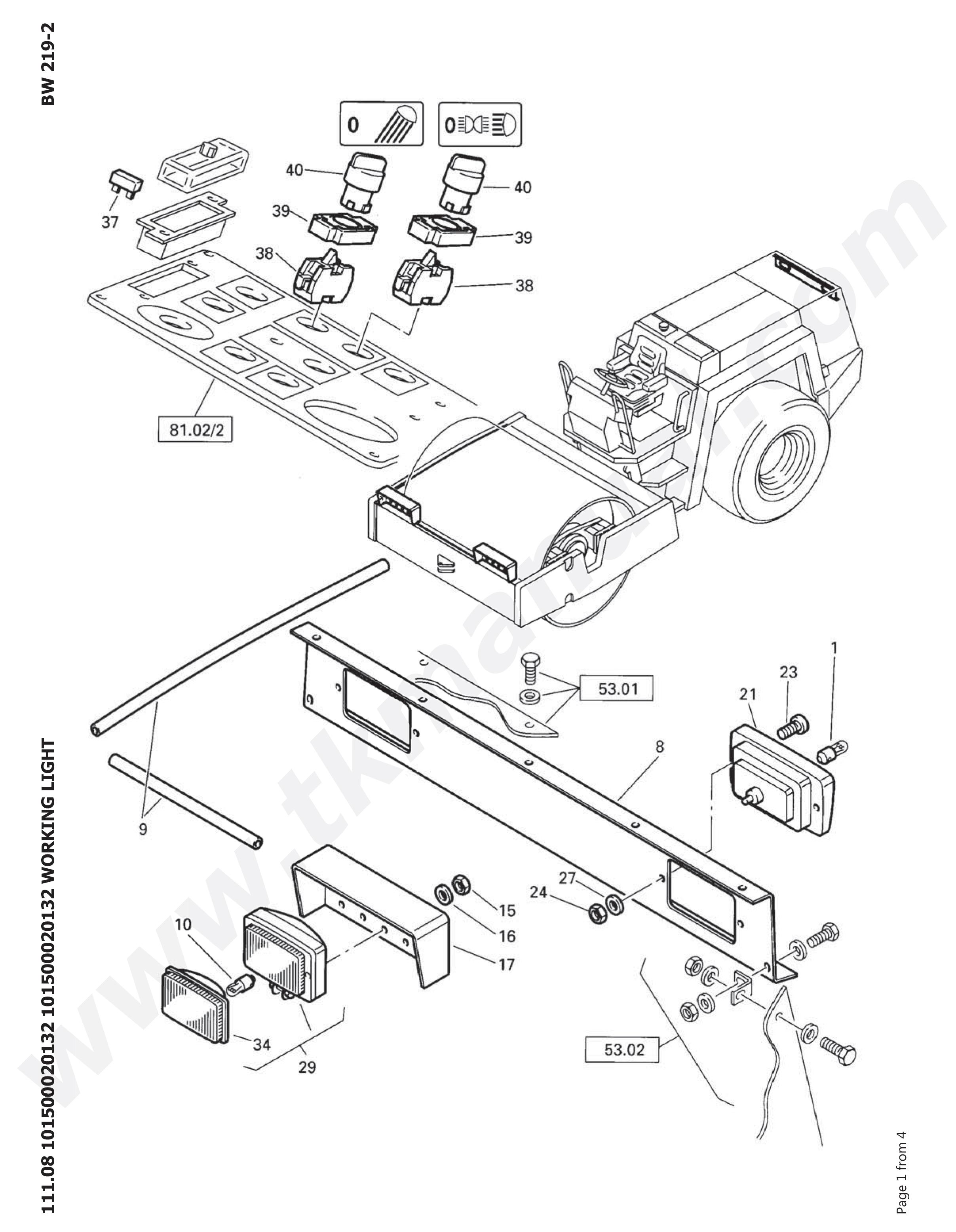หนังสือคู่มืออะไหล่ Bomag BW 219 D-2 Single drum vibratory rollers Service Parts Catalogue