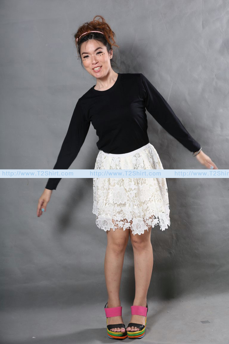 เสื้อยืด คอกลม แขนยาว สีดำ Size M