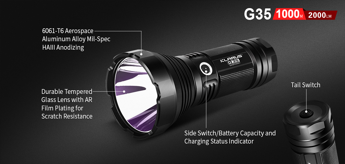 ไฟฉายพกพาคุณภาพสูง ส่องไกลขนาดใหญ่ Klarus G35
