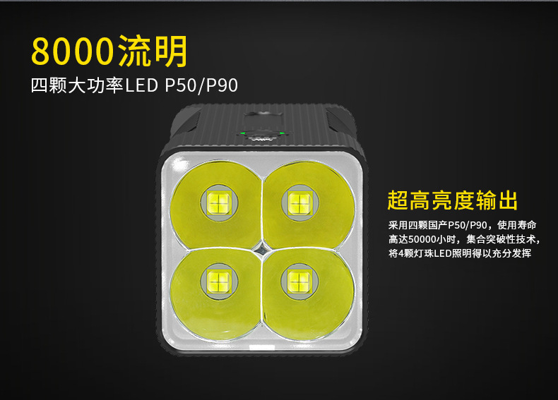 ไฟฉายจับถือ ขนาดกลาง Natfire BT60 P50 LED battery 10400 mah 7500K