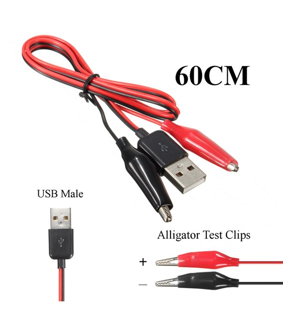สาย USB ปากจรเข้ Alligator Clip to USB Male Cable 60cm