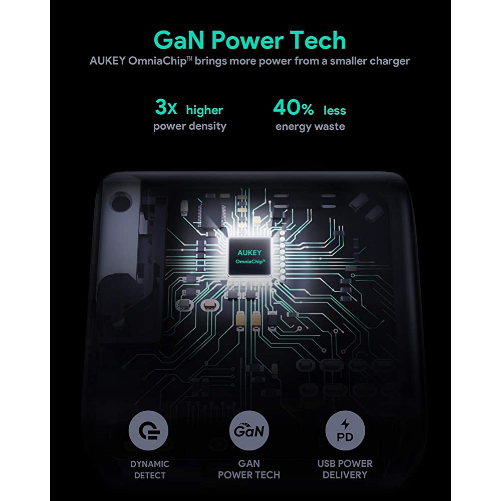 AUKEY PA-B3 หัวชาร์จเร็ว Omnia Mix 65W Dual Power Delivery Wall Charger with GaN Tech รุ่น PA-B3