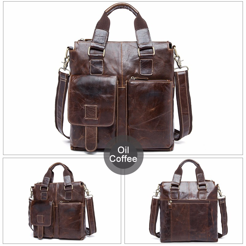 กระเป๋าสะพายใบใหญ่หนังแท้ รุ่น PHY8259 (Oil Coffee)