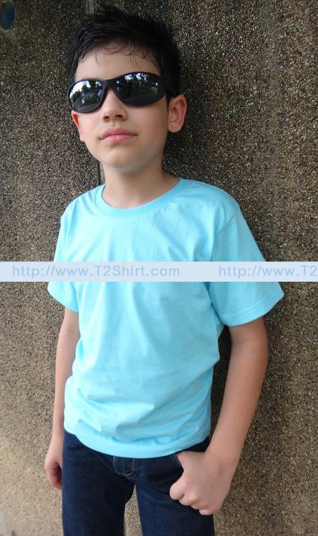 เสื้อยืดเด็ก คอกลม แขนสั้น สีฟ้าอ่อน Size XL