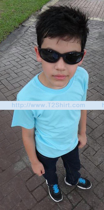 เสื้อยืดเด็ก คอกลม แขนสั้น สีฟ้าอ่อน Size M
