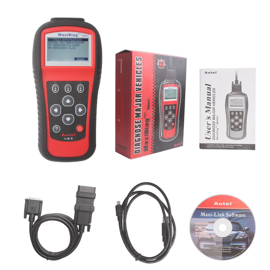 Maxidiag Autel MD801 pro maxidiag 4 in 1 MD 801 (JP701 + EU702 + US703 + FR704) OBD2 Scan Tool MD801 Diagnostic Tool