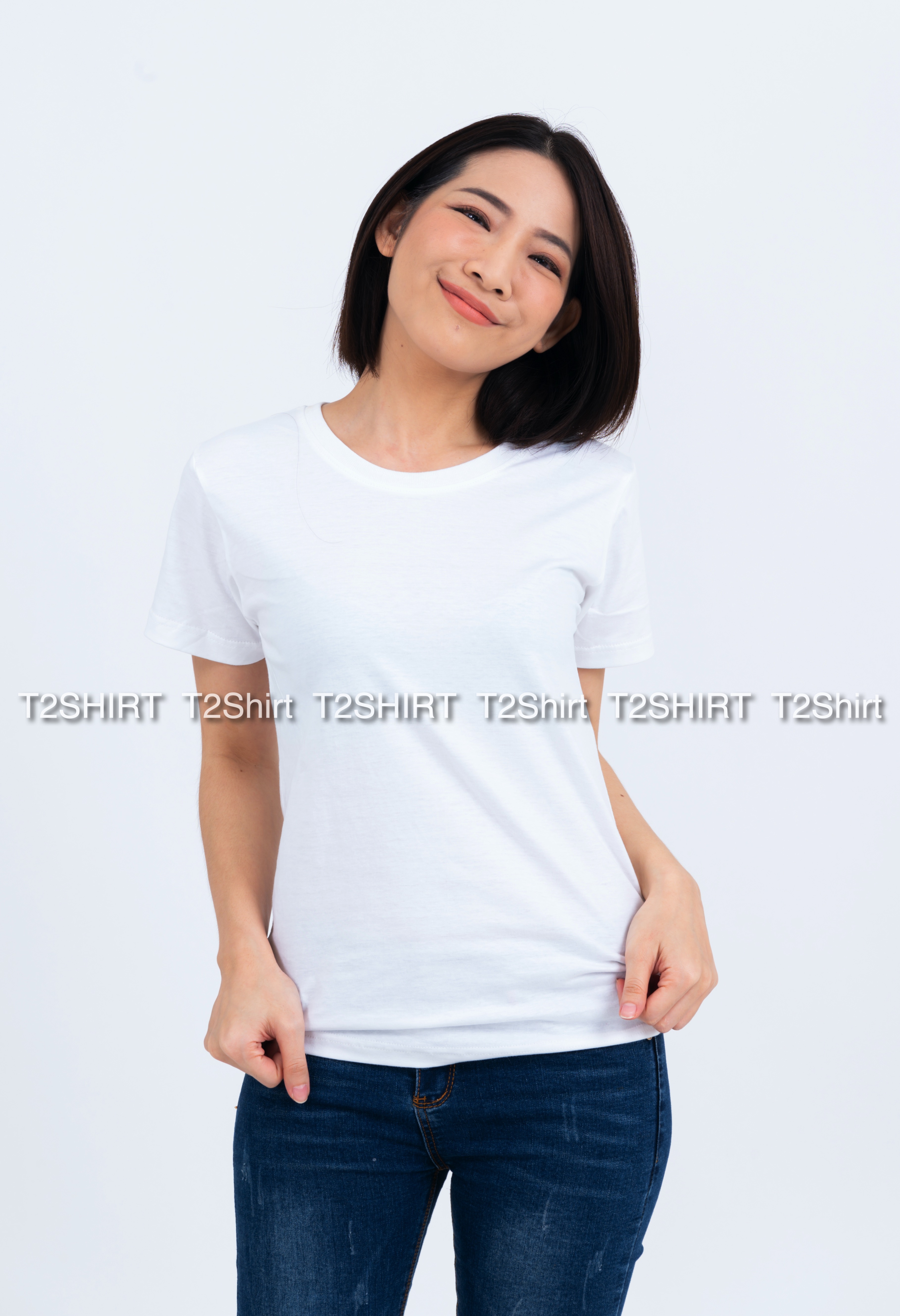 เสื้อยืด คอกลม แขนสั้น สีขาว Size 3XL