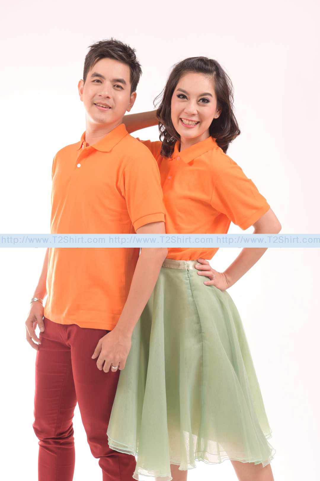 เสื้อโปโล TK แขนสั้น ทรงตรง สีส้ม Size SS