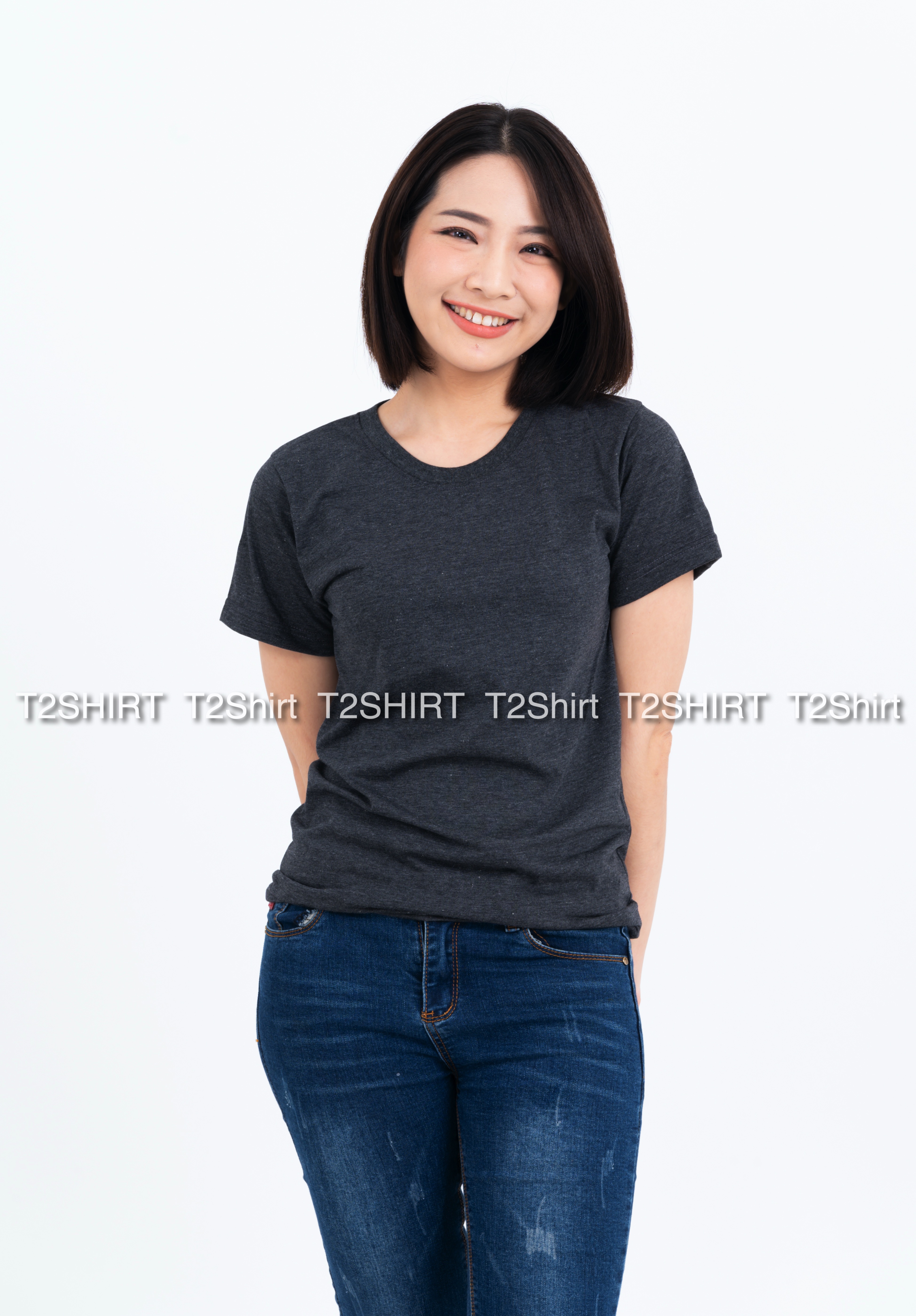 เสื้อยืด คอกลม แขนสั้น สีดำท็อปดาย Size M