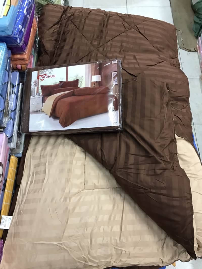 ชุดผ้าปูลายริ้ว ผ้าห่ม 7ฟุต ทูโทน สีสวย เกรดพรีเมี่ยม 4ดาว