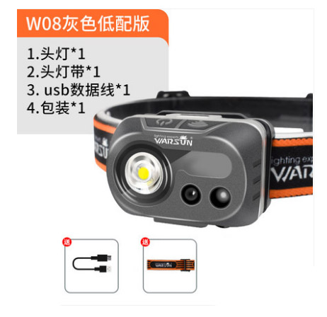 ไฟฉายคาดศีรษะแรงสูง W08 Gray MD Edition สีเทา