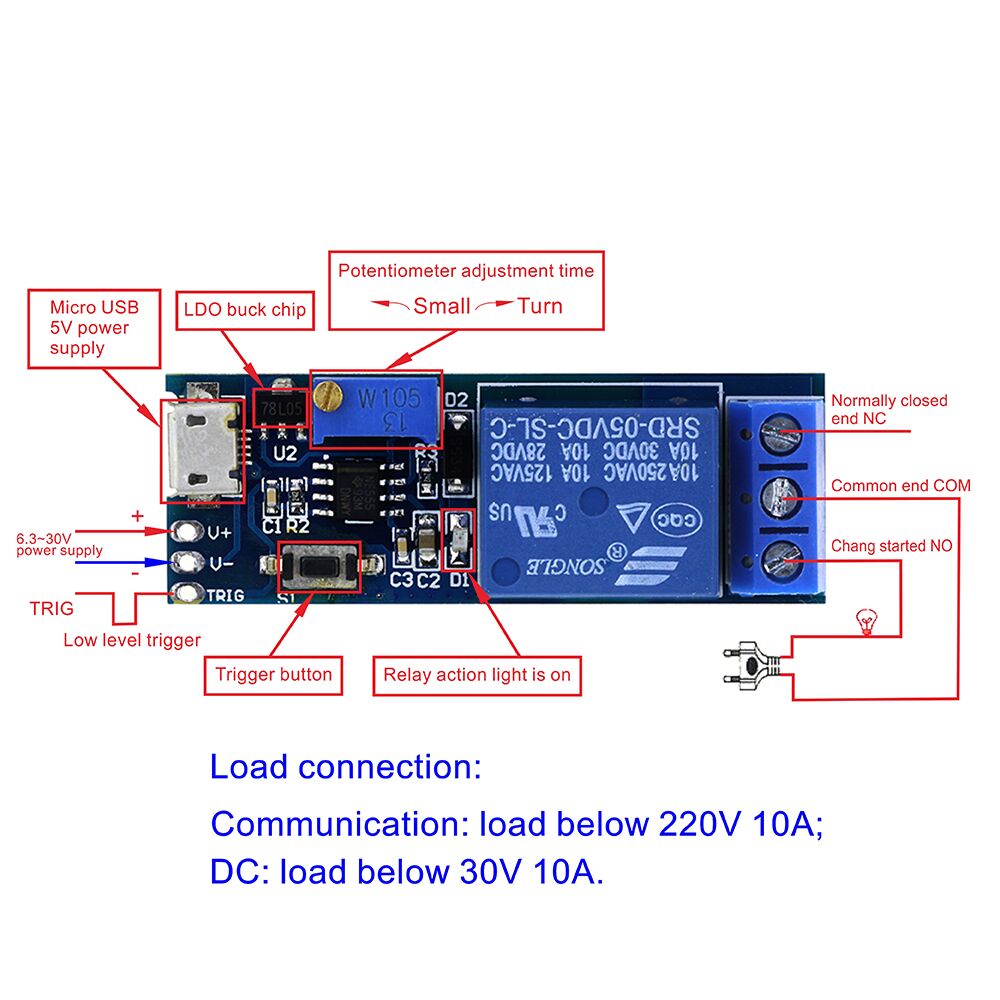 5V-30V Relay Timer Module โมดูลหน่วงเวลา รีเลย์ หน่วงเวลา