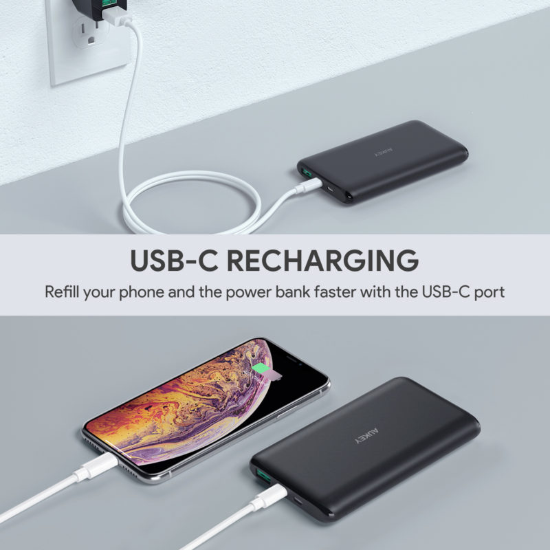 Aukey Powerbank USB-C Power Bank รุ่น PB-XN10 (10,000 mAh) สีดำ