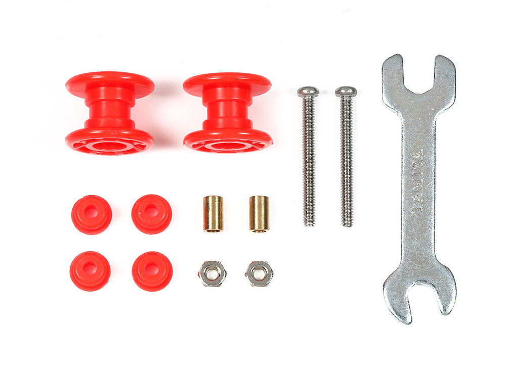 95662 TAMIYA Mini 4WD Low Friction Plastic Double Rollers (Red/13-13mm)