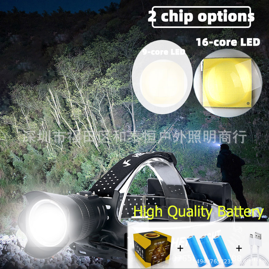 ไฟฉายคาดศีรษะแรงสูง แบบ 1 หลอดปรับขยายได้ LED P160 16 Core , JamieFire T138 แสงขาว ชุดแบตเตอรี่คุณภาพดี