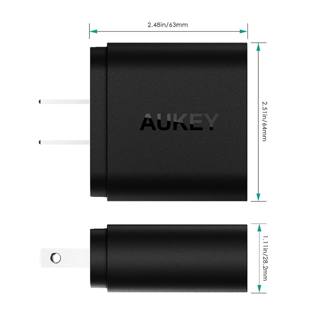 Adapter ที่ชาร์จมือถือ 2 Port Aukey for Quick Charge 3.0 with PowerAll (QC 3.0 + QC 2.0 + AIPower) แถมสาย (PA-T16)