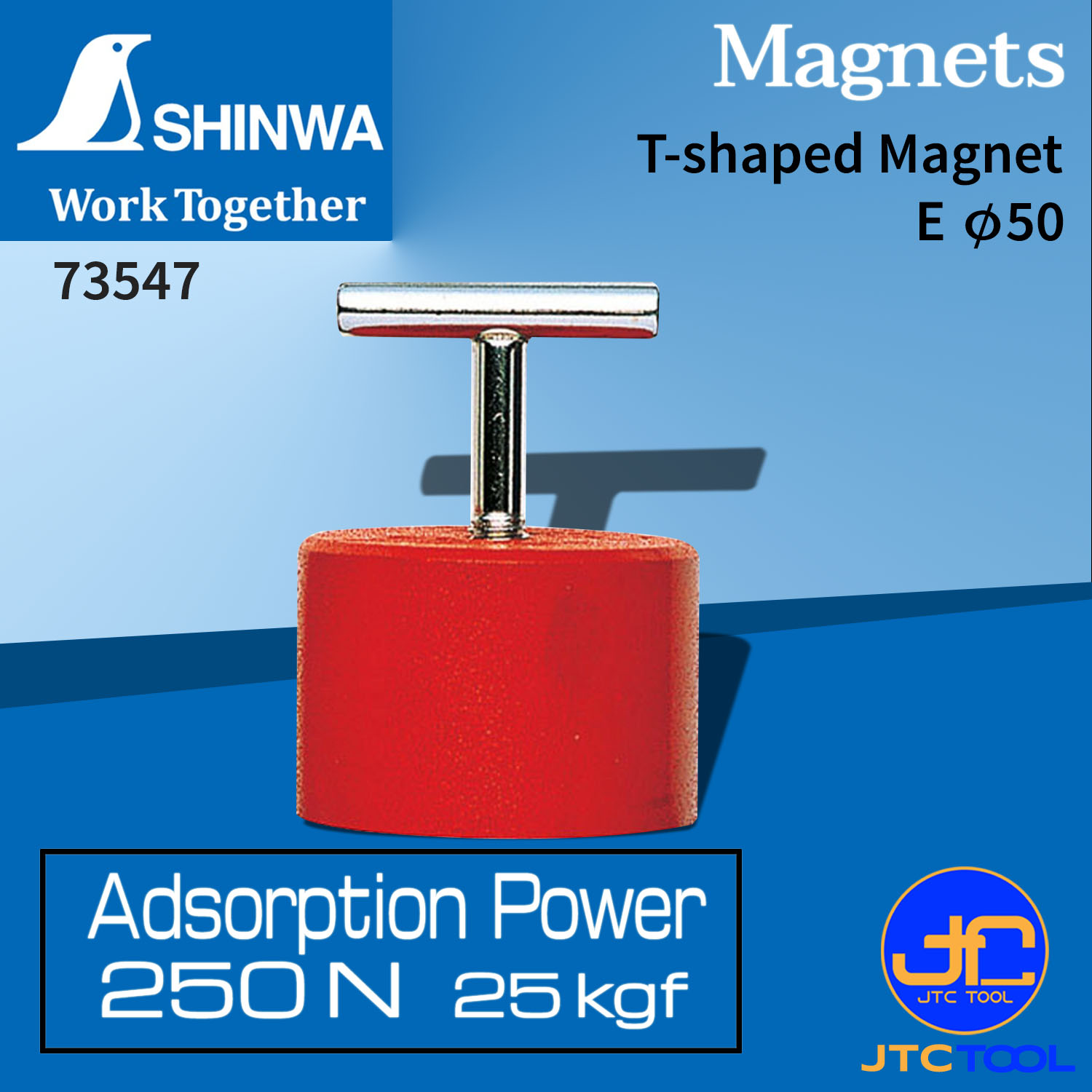 Shinwa แม่เหล็กทรงกระบอกด้ามตัวที แรงดูดสูง แรงดูด 250 N (25Kgf) รุ่น 73547 - T-Shaped Magnet No.73547