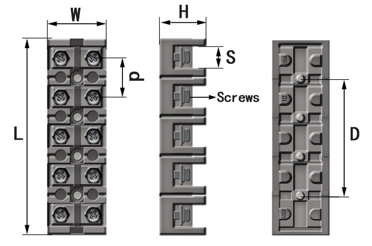 TC-1005 Terminal Block เทอร์มินอลบล็อก 5 ช่อง 600V 100A