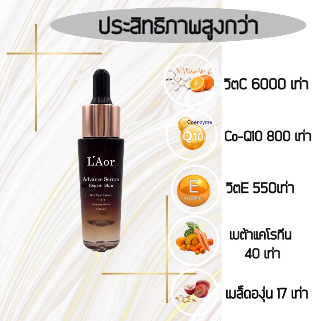 เซรั่มละออ L’Aor serum เซรั่มหน้าเด็ก ฟื้นฟู กู้หน้าพัง บำรุงล้ำลึก แก้ฝ้า กระ สิว ริ้วรอย ผิวติดสาร ผิวแพ้ง่าย