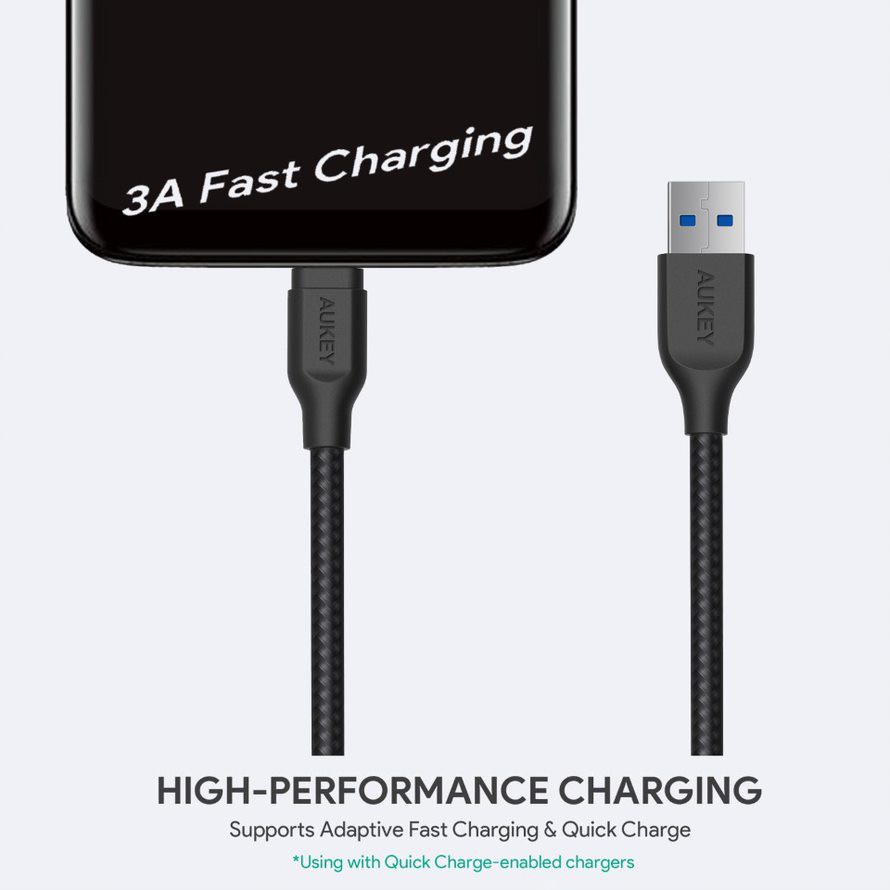 สายชาร์จ Type-C AUKEY CB-CD44 Nylon Cable USB-A to USB-C 200cm